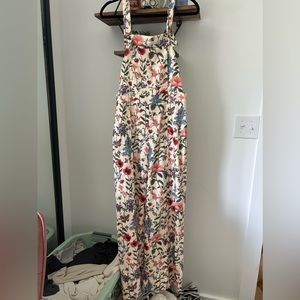 CIDER Corduroy Floral Button Wide Leg Jumpsuit